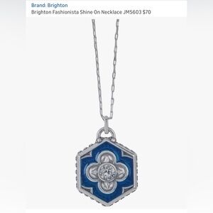 Brighton collectibles SHINE ON hexagon reversible necklace BLUE with crystal NWT